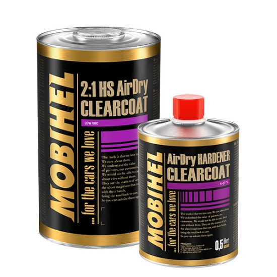 2K HS 2:1 акриловий лак AirDry low VOC Mobihel 1,0л + затверджувач AirDry 0,5л (комплект) 1,5л 2K HS 2:1 акриловий лак AirDry low VOC Mobihel 1,0л + затверджувач AirDry 0,5л (комплект) 1,5л