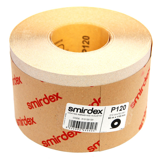 Наждачний папір Smirdex 510 White Line рулон білий 116ммх25м (50 м), Р=120 Наждачний папір Smirdex 510 White Line рулон білий 116ммх25м (50 м), Р=120