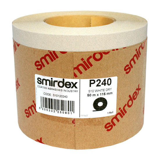 Наждачний папір Smirdex 510 White Line рулон білий 116ммх25м (50 м), Р=240 Наждачний папір Smirdex 510 White Line рулон білий 116ммх25м (50 м), Р=240